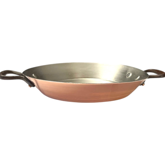 Vintage French Copper Gratin Pan, Round Roasting Tray brand new tin lining for sale by All Things French Store