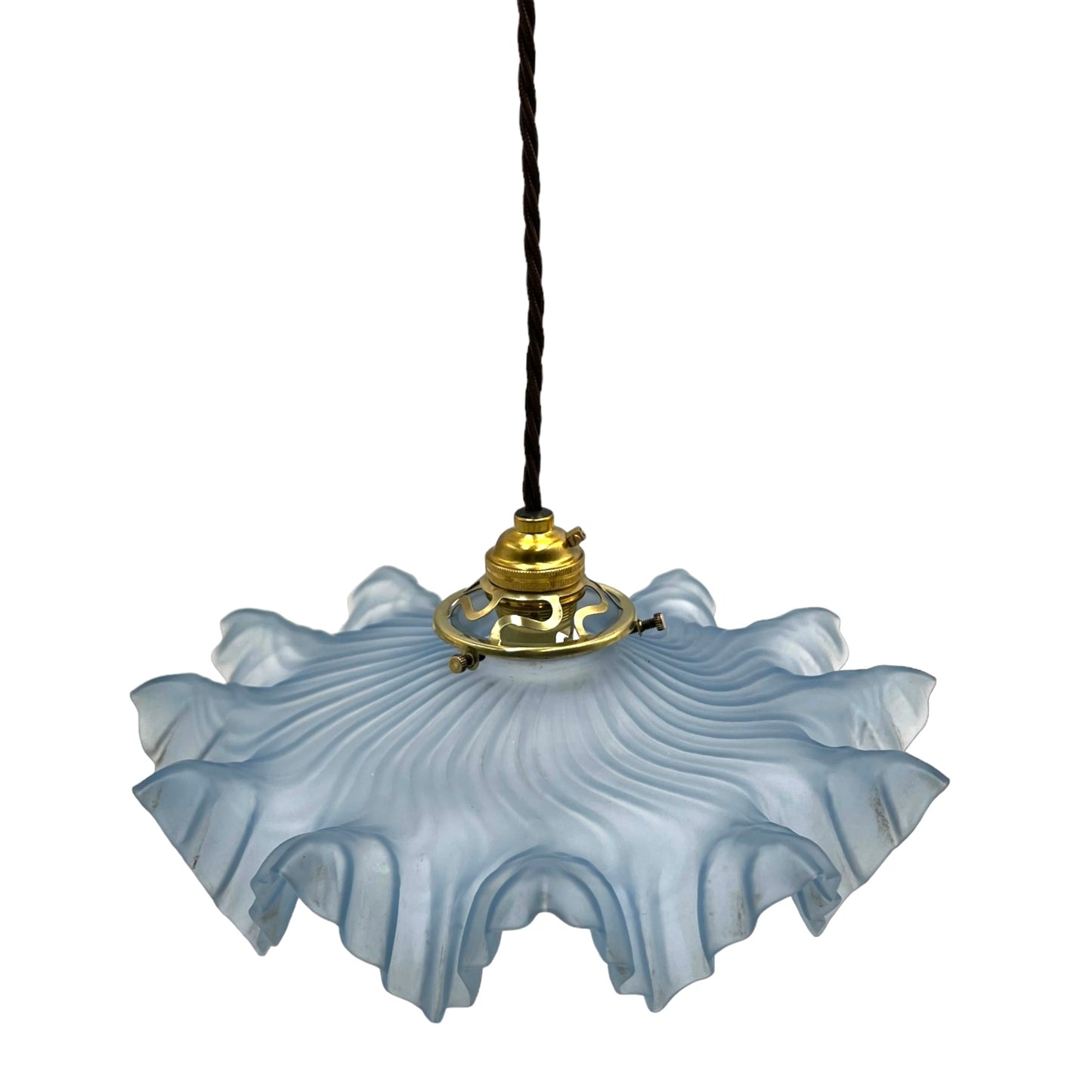 Vintage French Frosted Glass Ceiling Pendant Light, Hanging Lampshade 