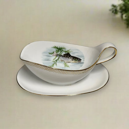 French Vintage Porcelain Sauce Boat or Gravy Boat, Sofafils Makers Stamp (B77)