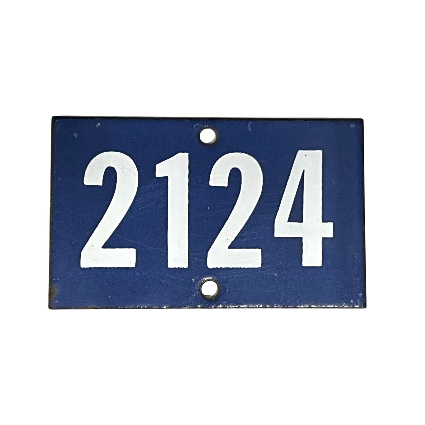 French blue and white enamel vintage door or gatepost numbers 