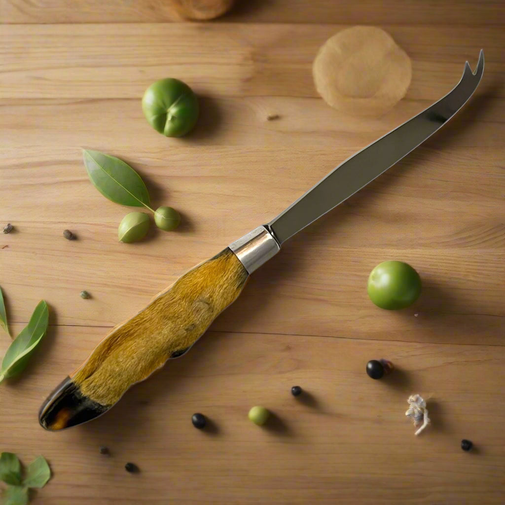 French Deer Hoof Taxidermy Cutlery, Deer Hoof Handle Cheese Knife for sale from All Things French Store