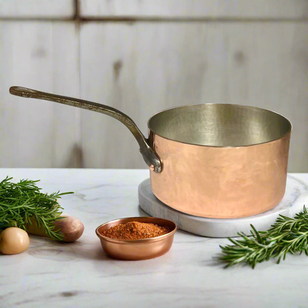 Vintage French Copper Saucepan Pot 22cm with Brand New Tin Lining 3mm 3.25kg  for sale from All Things French Store