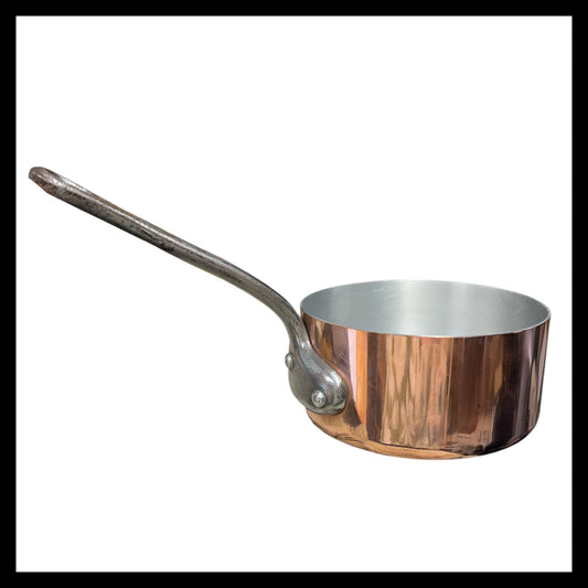 Small 12cm French Copper Pan, Aluminium Lined, cast iron handle with makers stamp for sale from All Things French Store