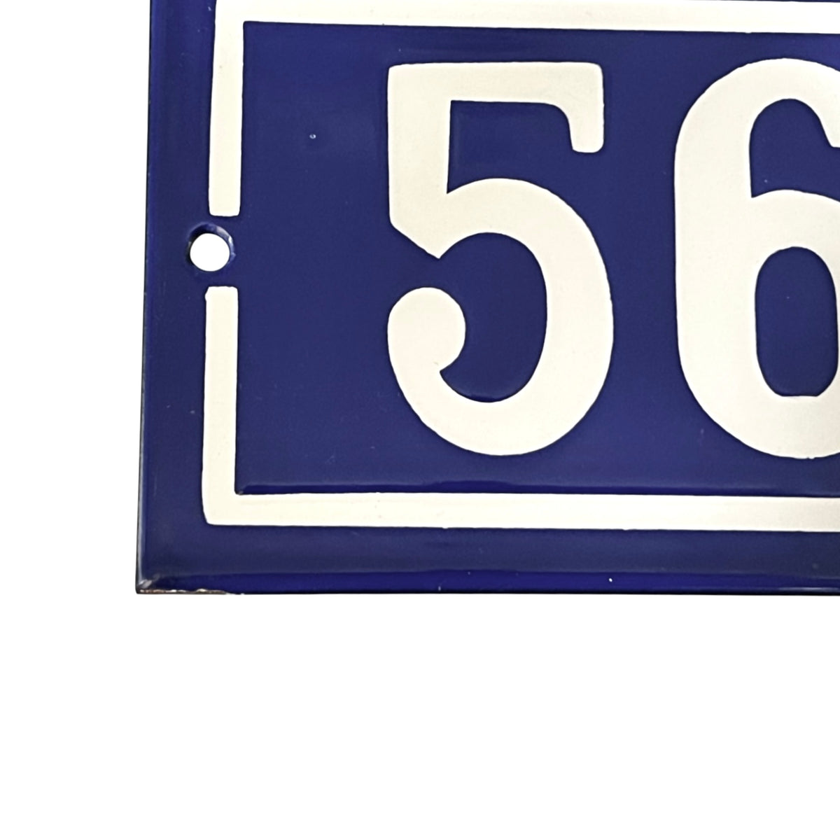Vintage French Enamel Door Number 56 - Blue and White House Number