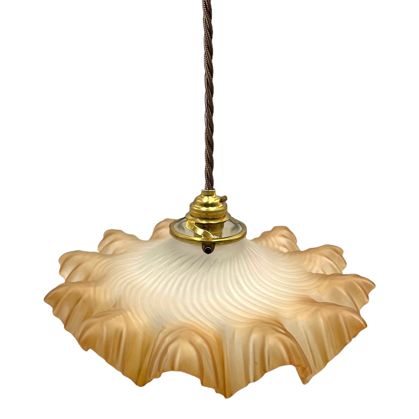 Vintage French Frosted Glass Ceiling Pendant Light, Hanging Lampshade