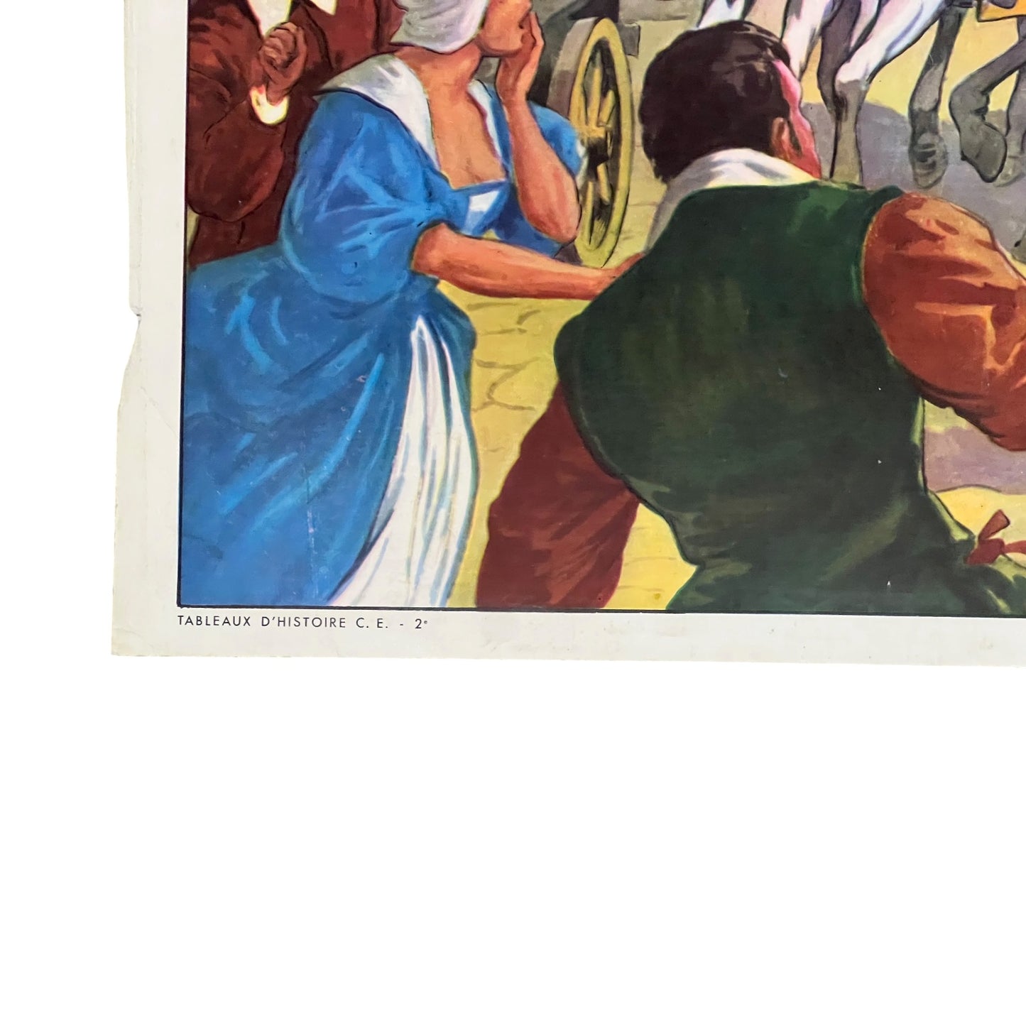 Close up of a French vintage school poster on a white background 