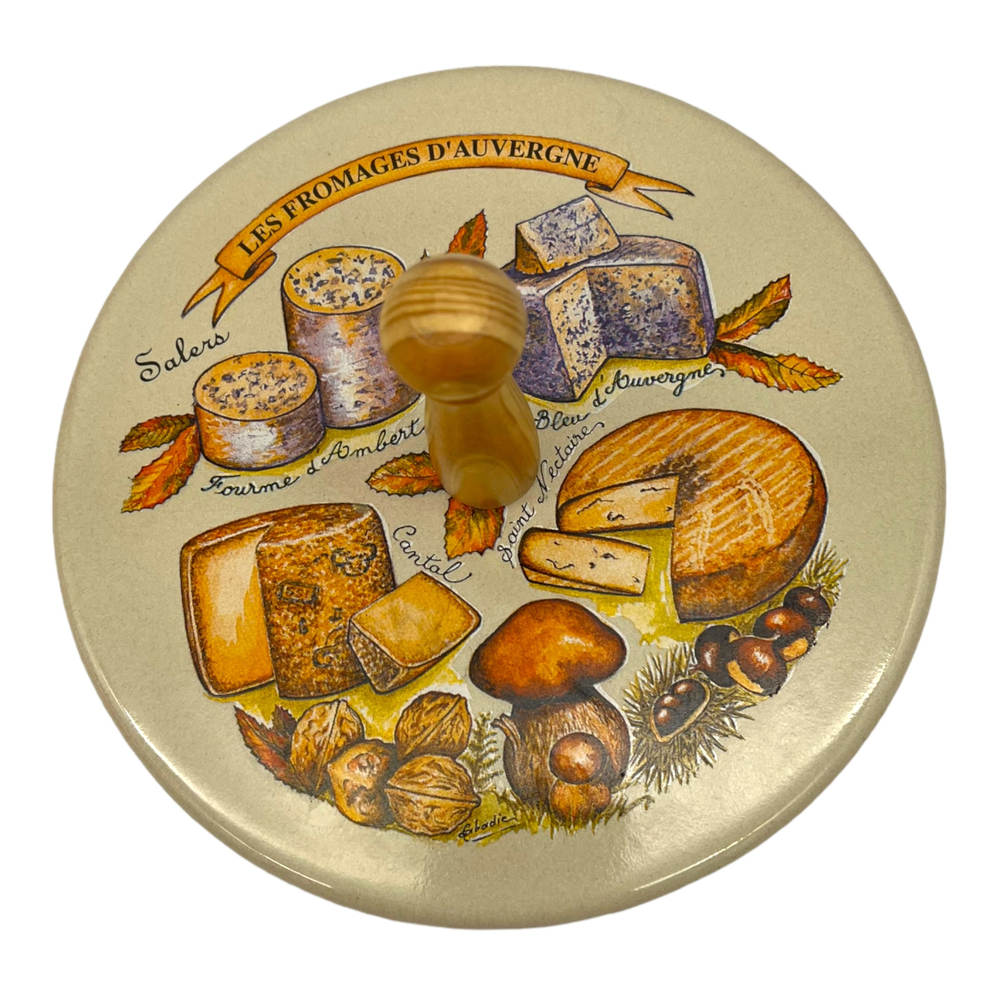 image 3 French ceramic cheeseboard with wooden handle sold by All Things French Store
