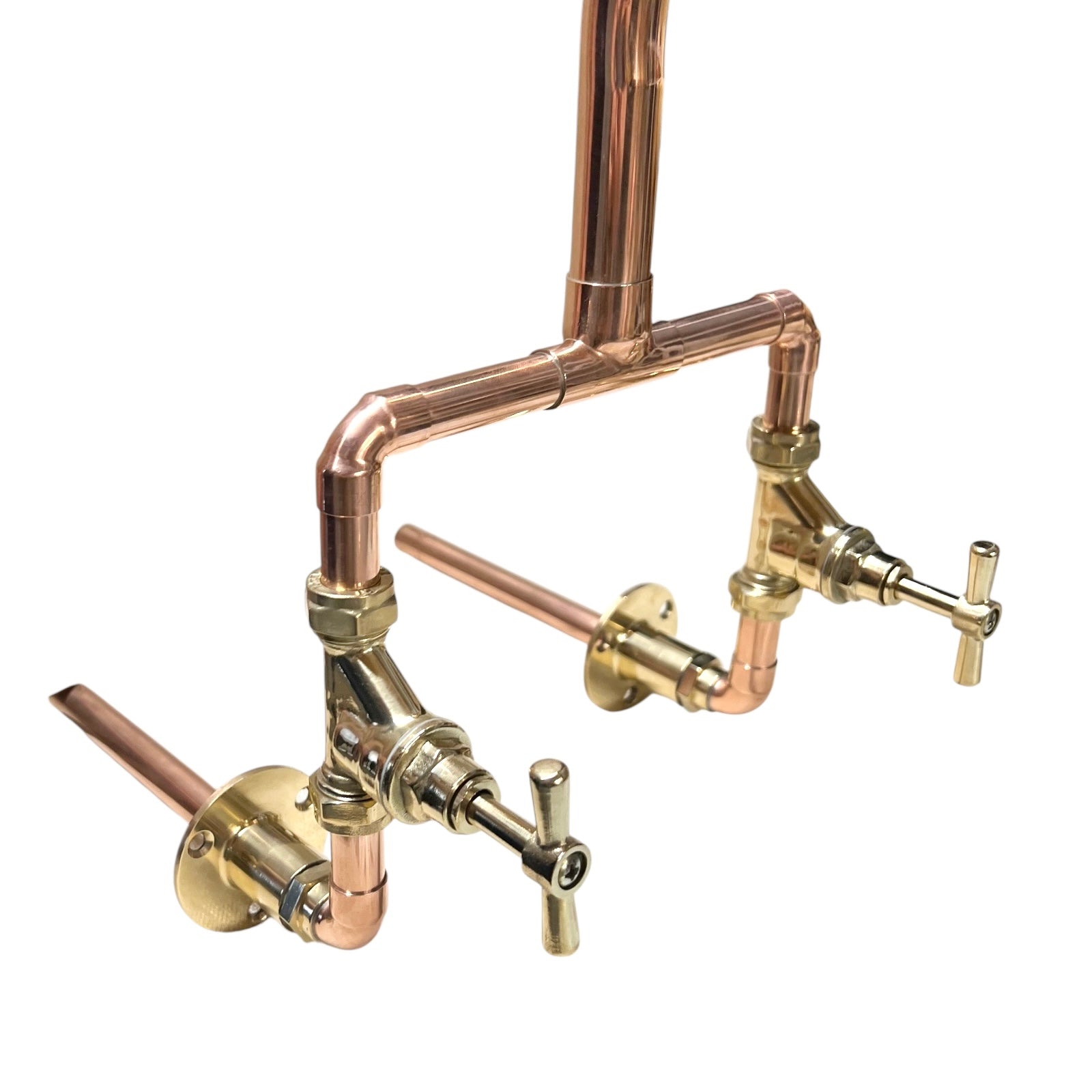 Copper and Brass Handmade Kitchen Mixer Taps, Belfast Sink Taps - Wall Mounted option for sale