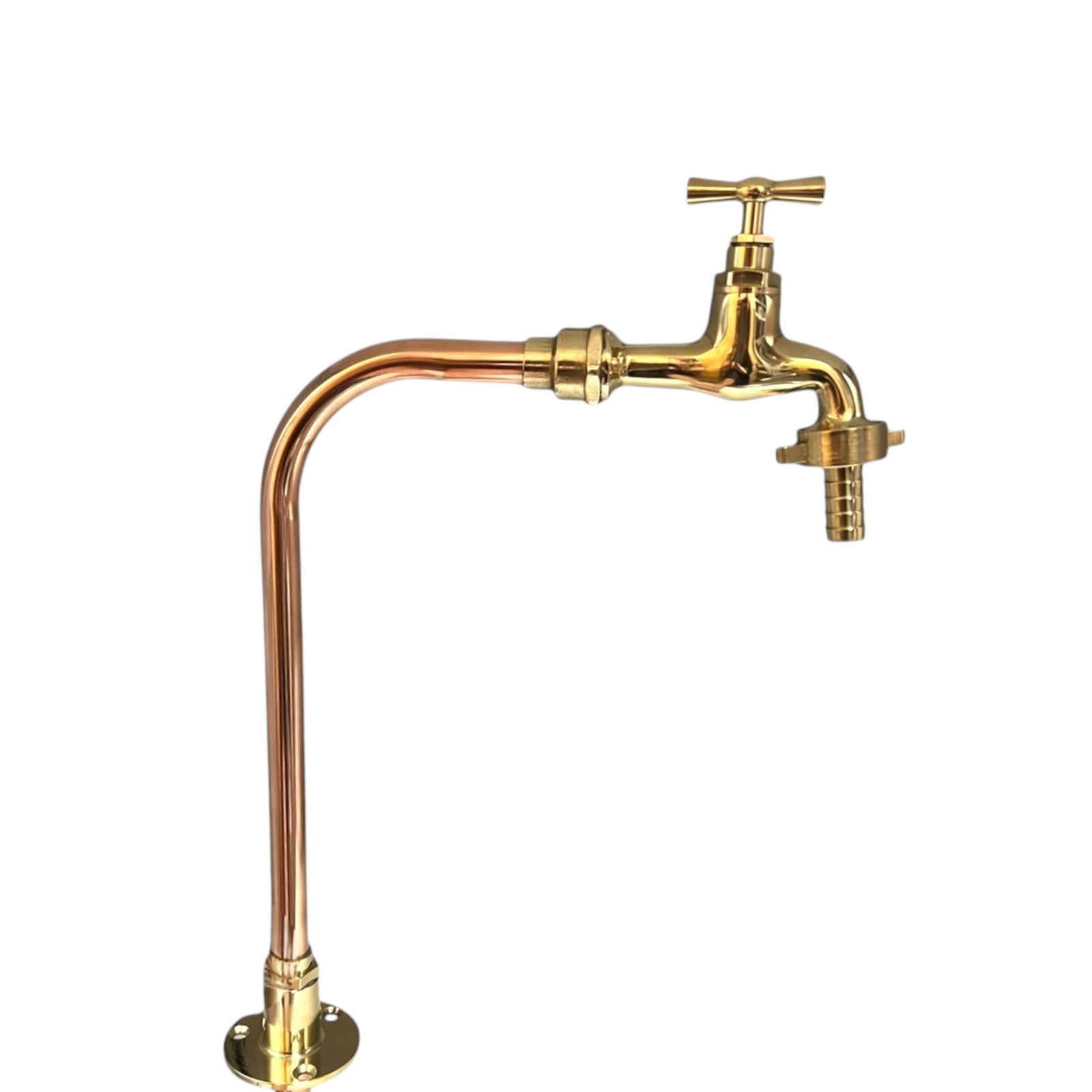 Gold faucet on a white background