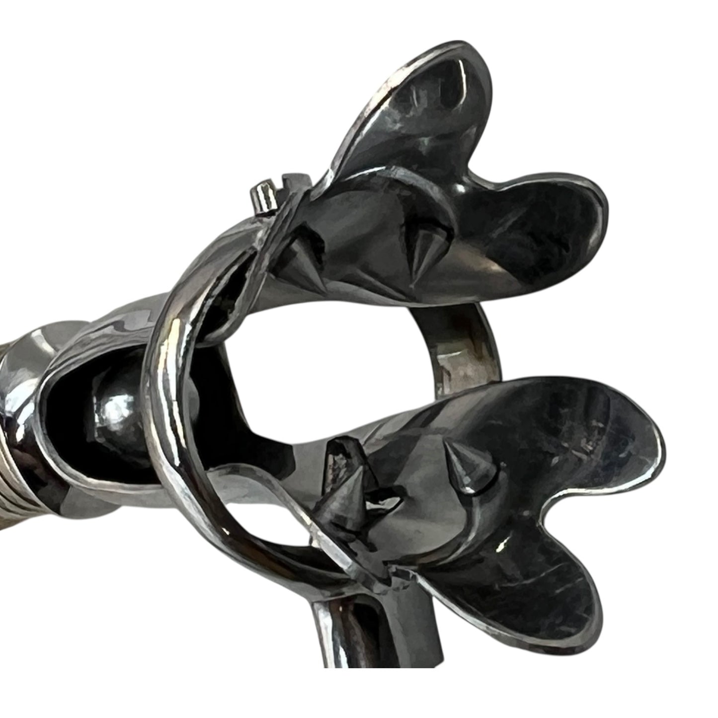 Traditional French vintage gigot with a deer hoof handle on a white background, ideal for a taxidermy collector 