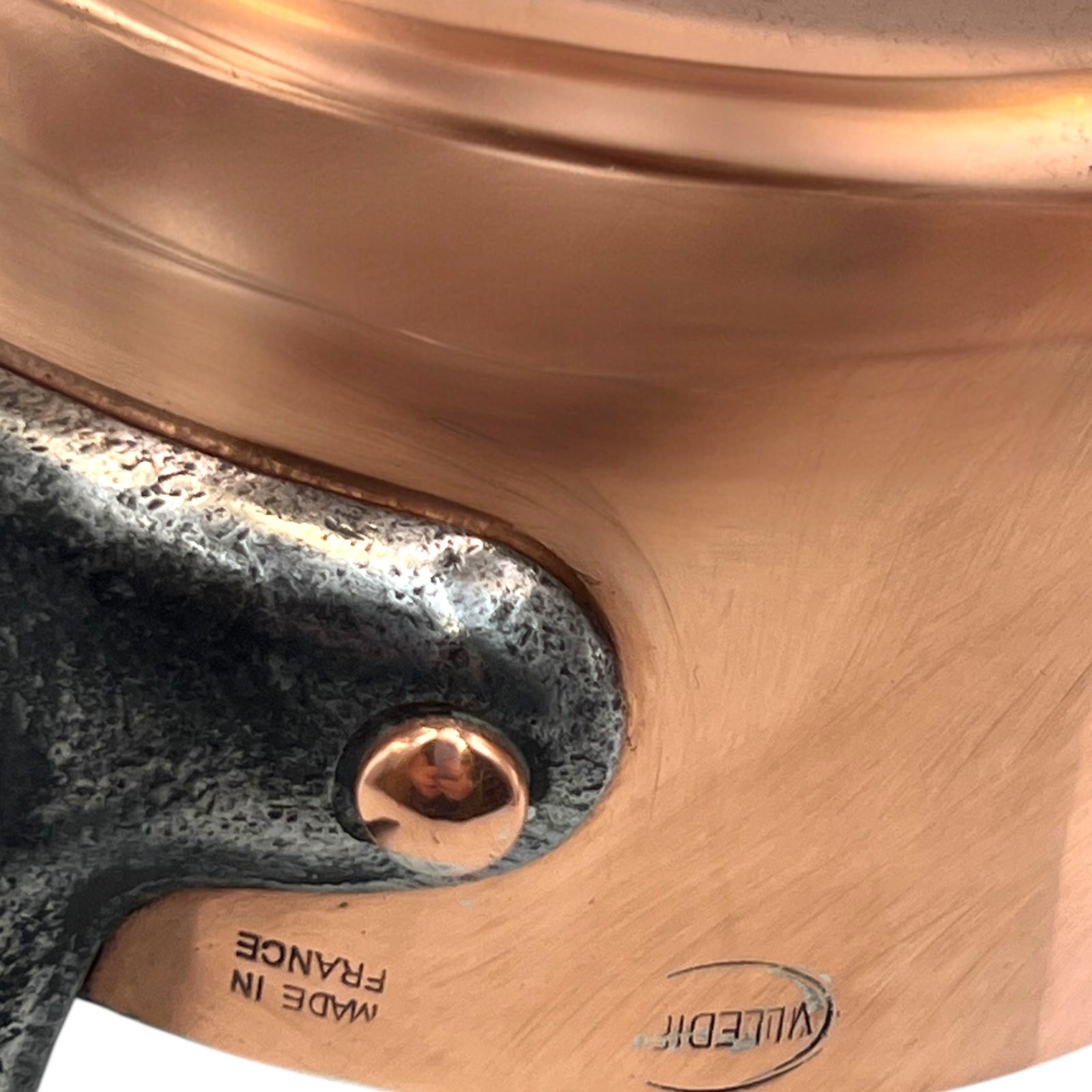 French copper saucepan Villedieu stamps
