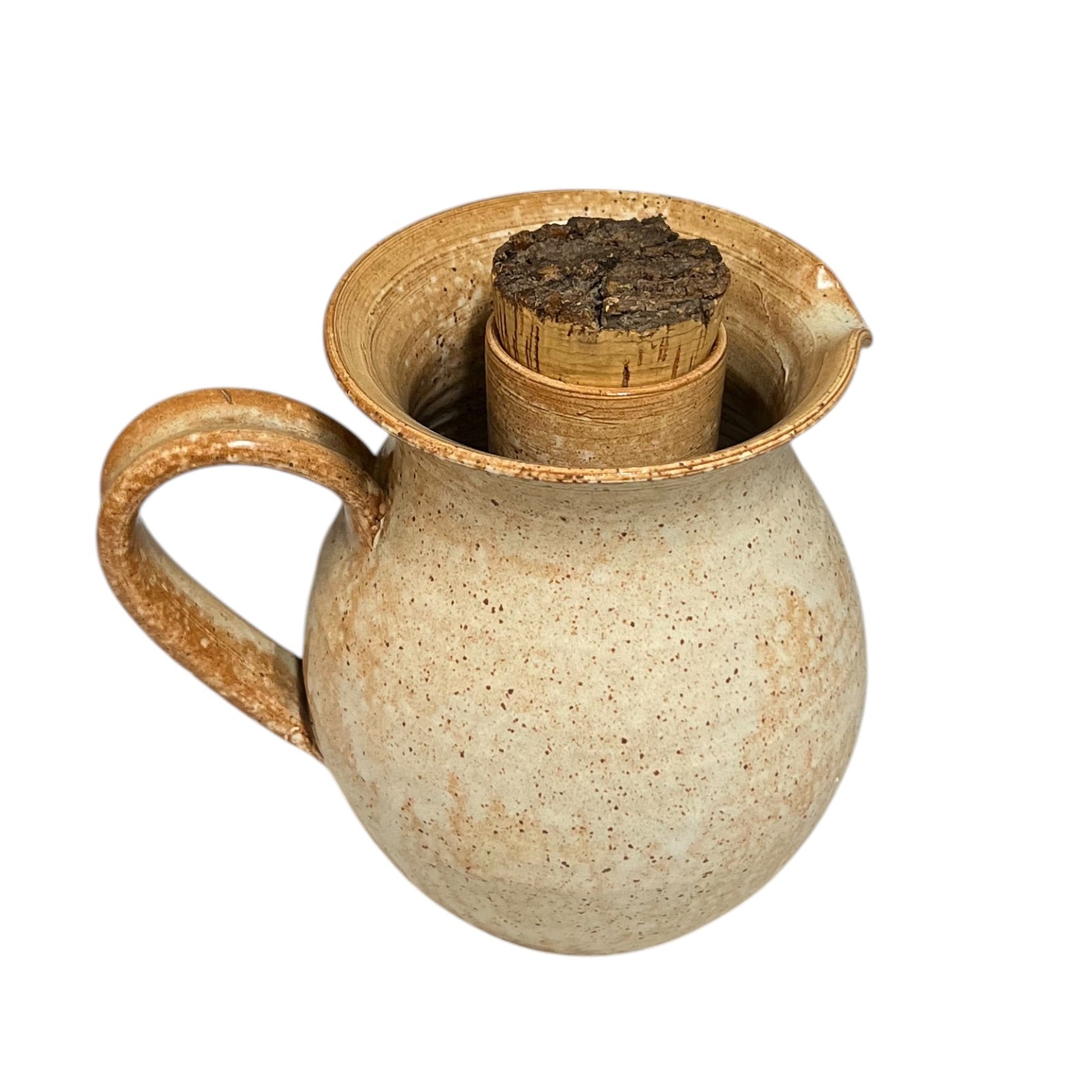Ceramic container with a textured surface on a white background