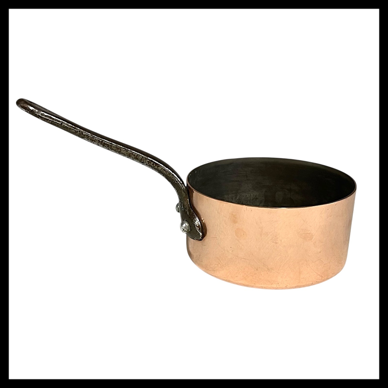 Small French Copper Pan, 10cm Vintage Copper Pot ideal as a side dish pot for sale from All Things French Store