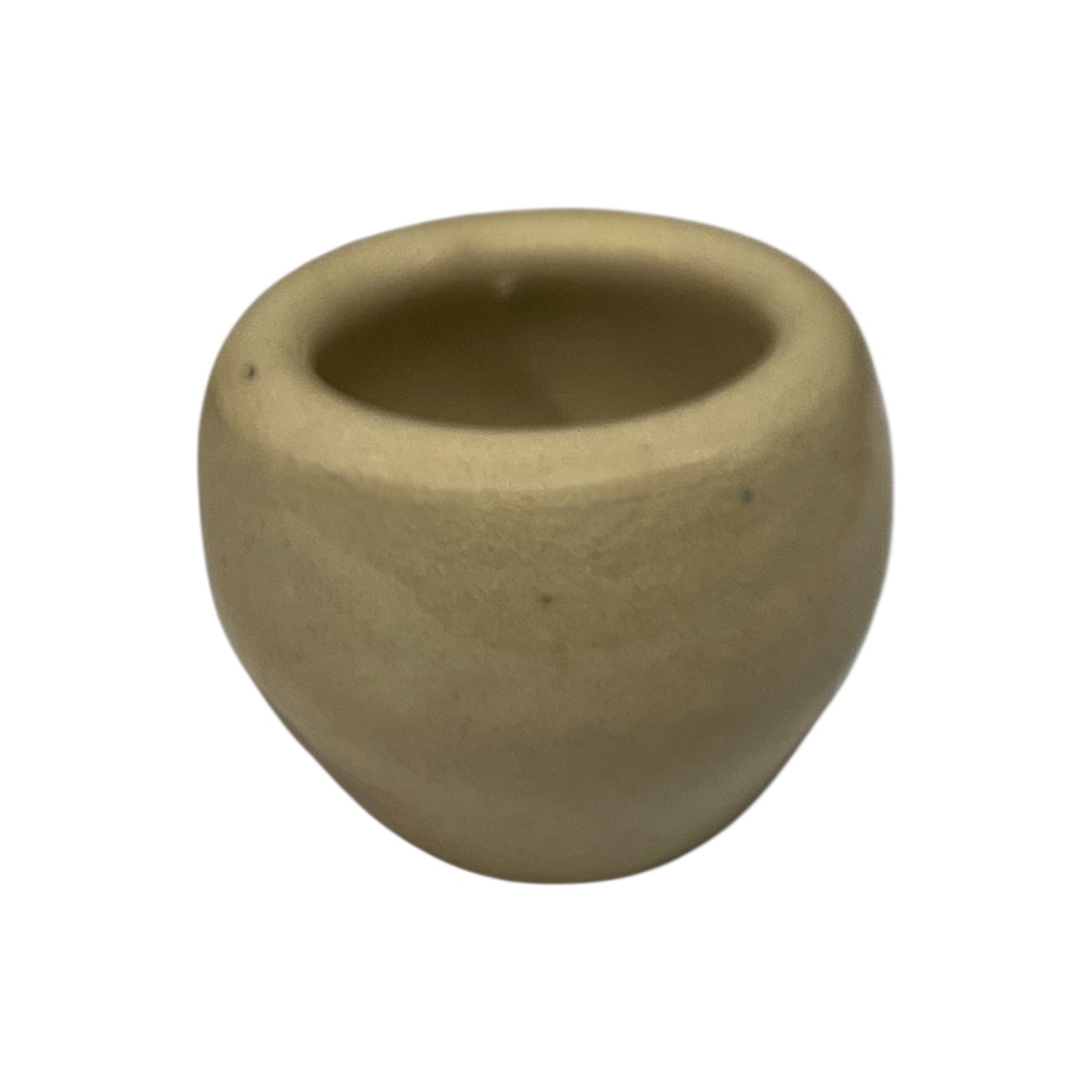 Set of beige ceramic escargots snail cups on a white background