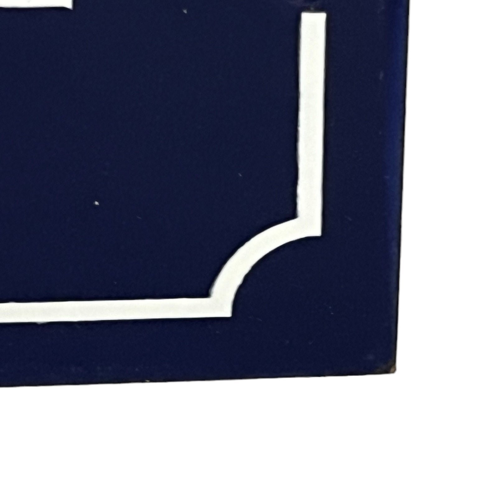 French enamelled blue and white metal front door number 4 