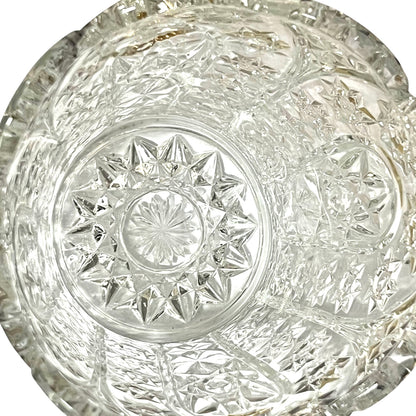 Inside view of  French decorative glass ice bucket with a handle, ideal for a home bar or cocktail bar on a white background