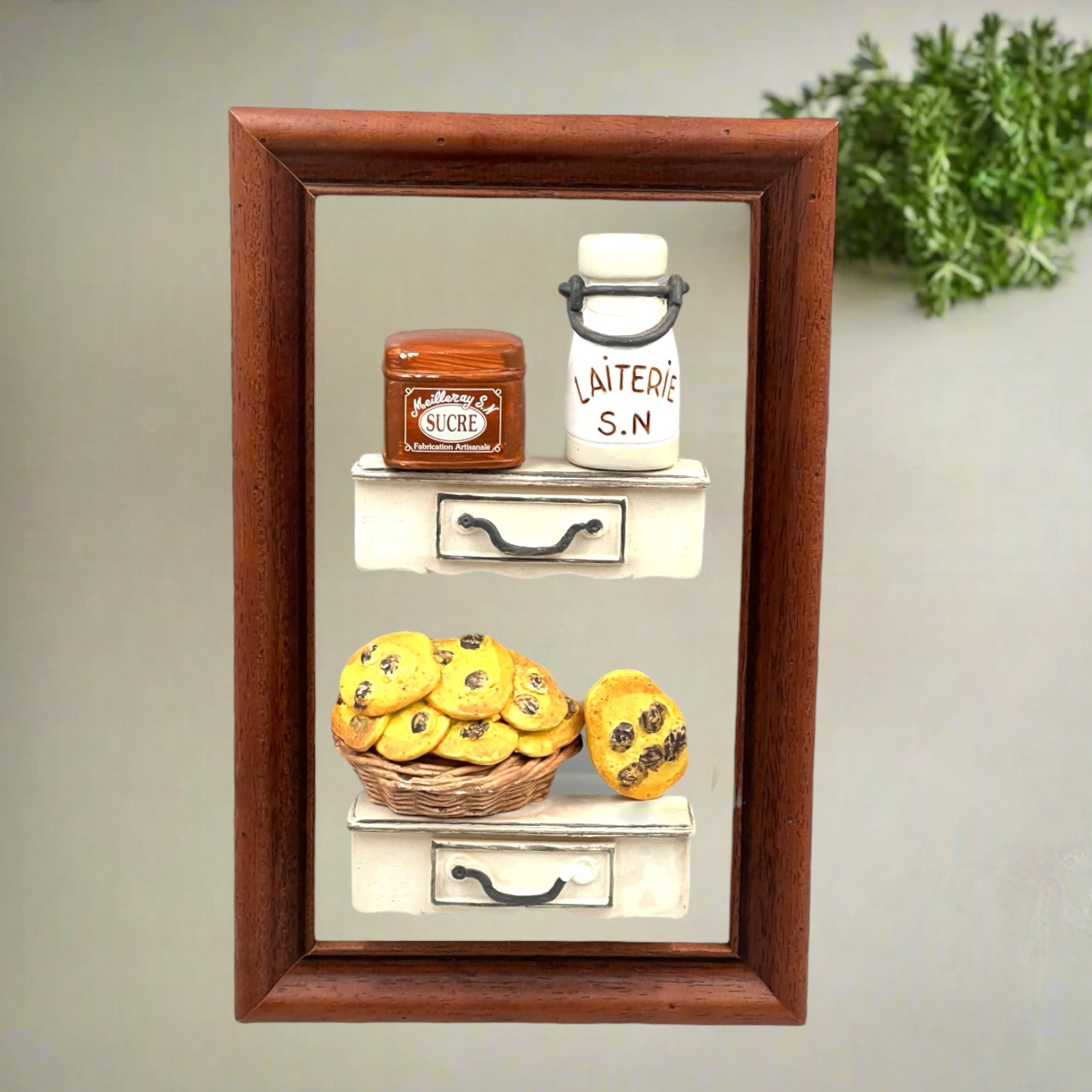 French kitchen framed glass panel with French boulangerie decoration 