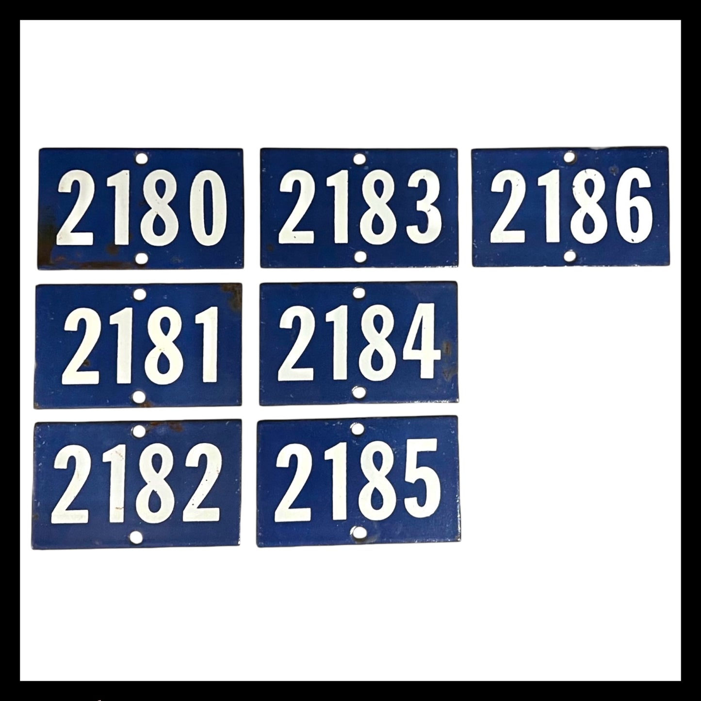 French enamel blue and white door numbers 2180 - 2185