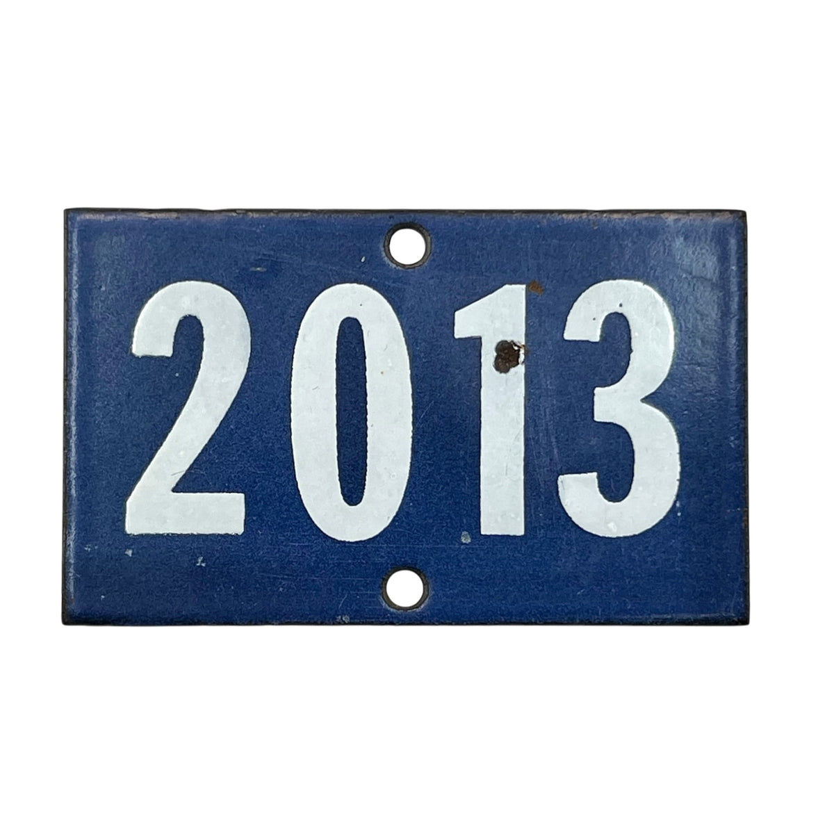 door number 2013 vintage French blue and white enamel