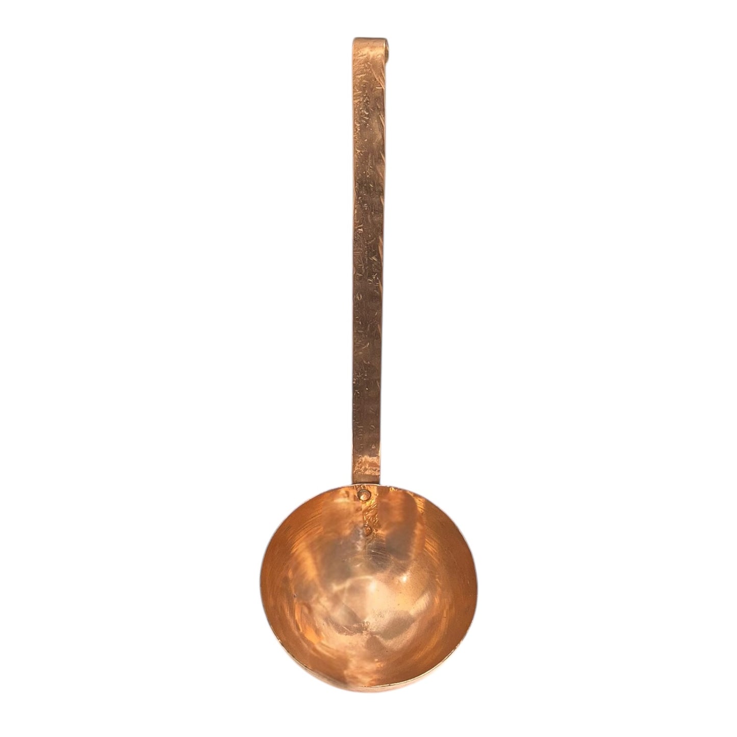 French copper handmade ladle on a white background