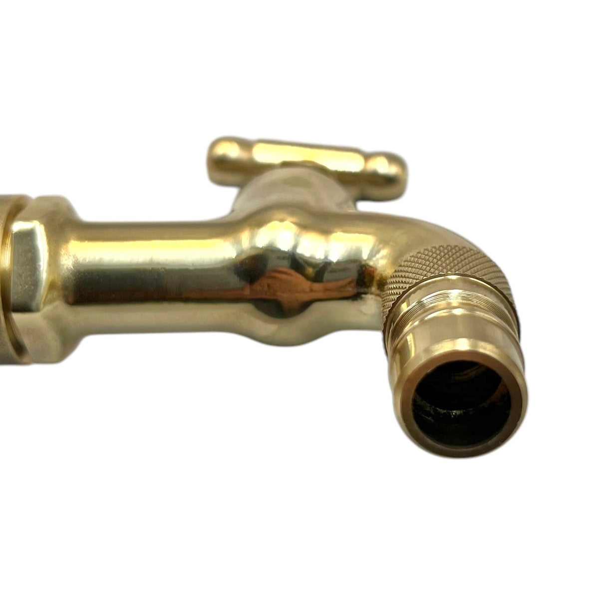 Brass tap head on a white background