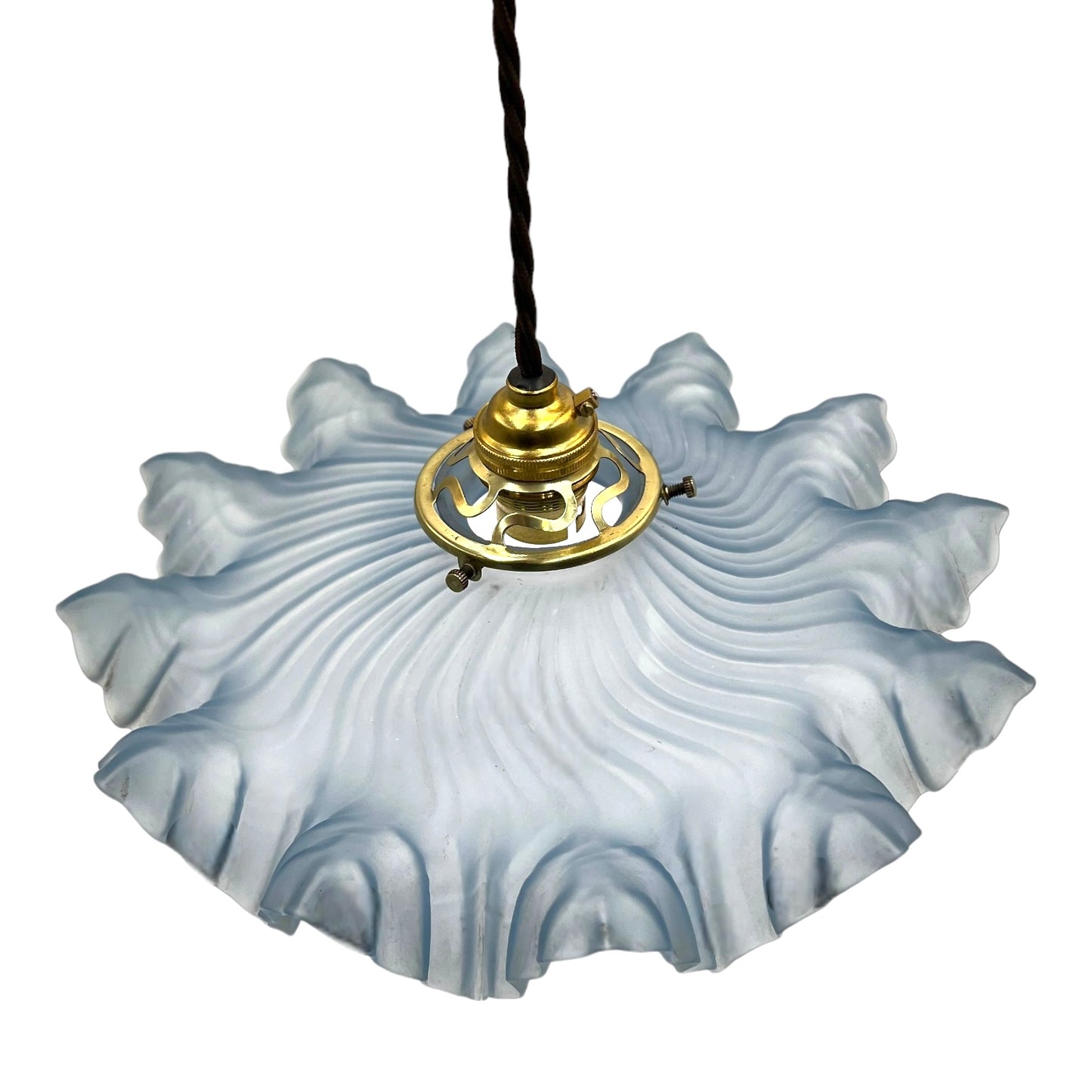 Vintage French Frosted Glass Ceiling Pendant Light, Hanging Lampshade 