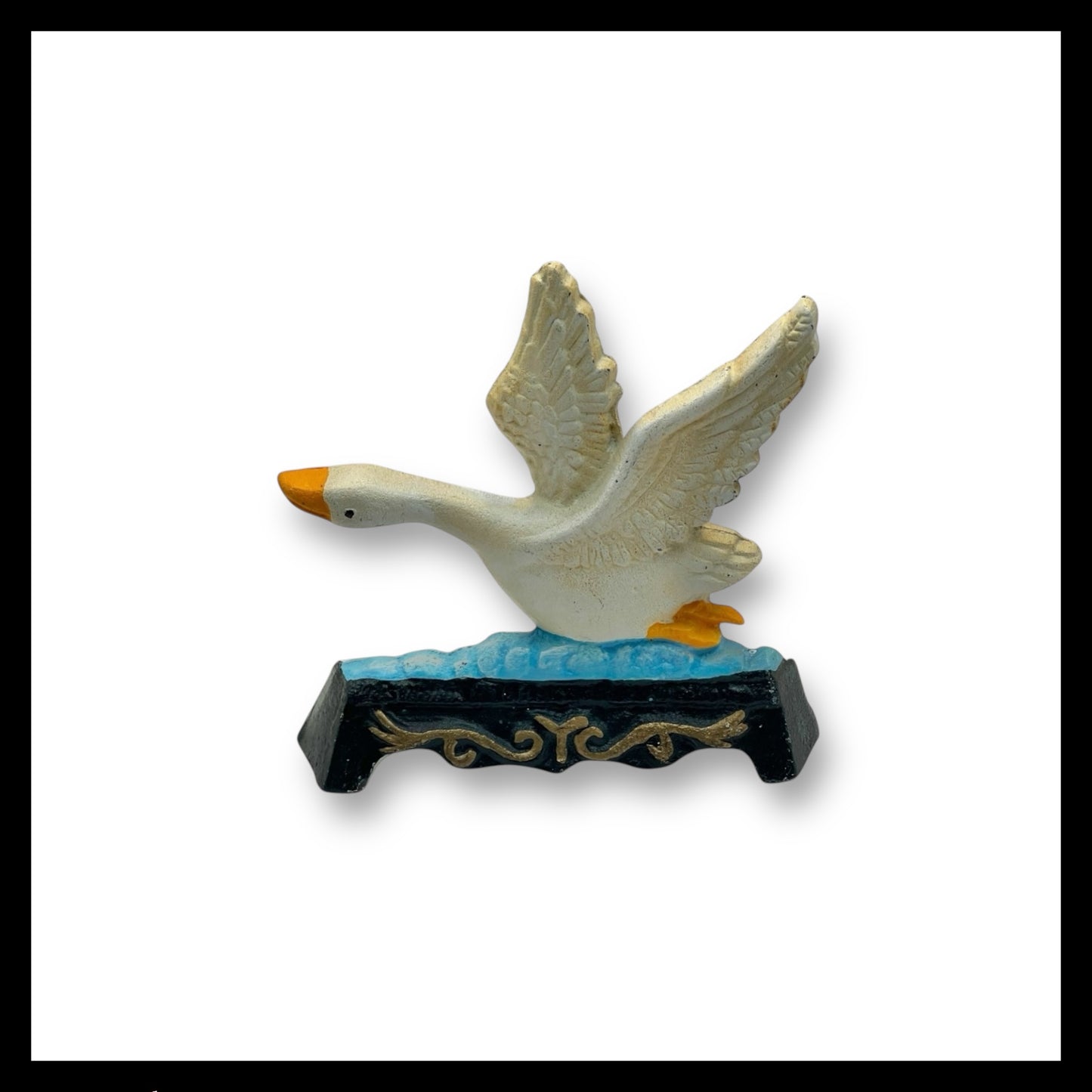 French Cast Iron Goose Door Stop, Farmhouse Chic Doorstop Wedge