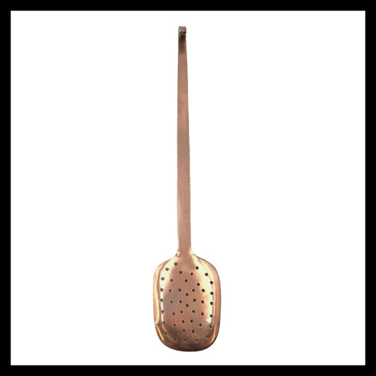 French antique copper handmade straining utensil spoon for sale from All Things French Store