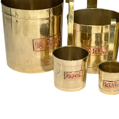 Set of 6 Vintage French Brass Cider Measuring Cups – Long-Handled Brocante Kitchen Decor