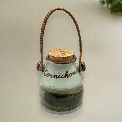 Rustic Cornichons Pot, Gres Paysans of Japan, Vintage Stoneware Gherkin Jar