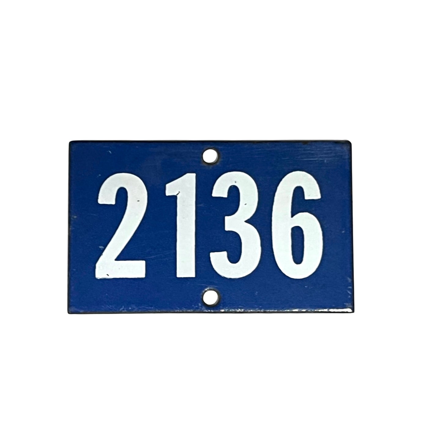 French blue and white enamel vintage door or gatepost numbers 