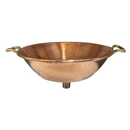 Copper basin with handles on a white background