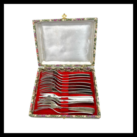 French boxed silver plated pastry forks for sale by All Things French Store