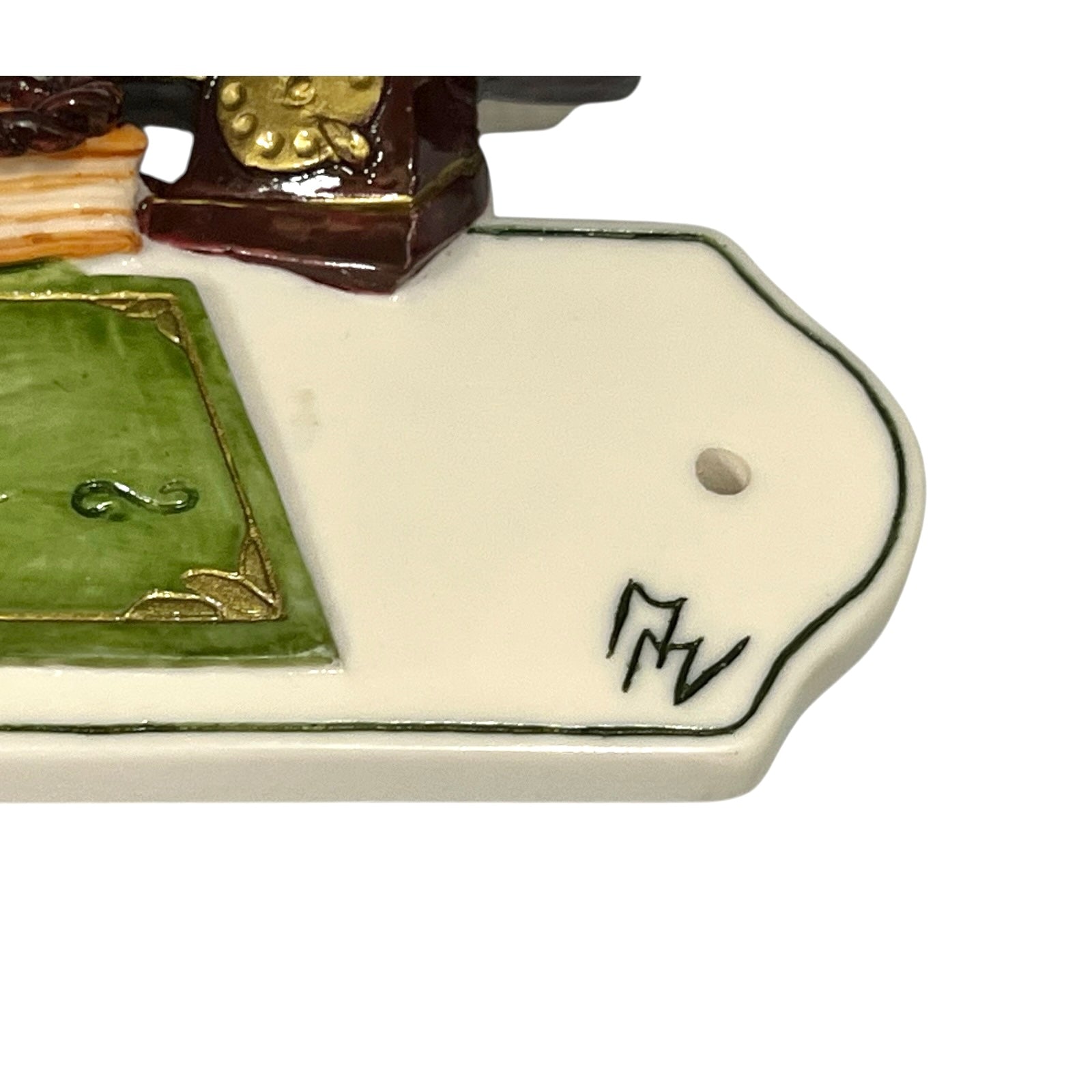 Decorative novelty door sign for an office labelled in French as Bureau, with a telephone, book and pan decoration on a white background