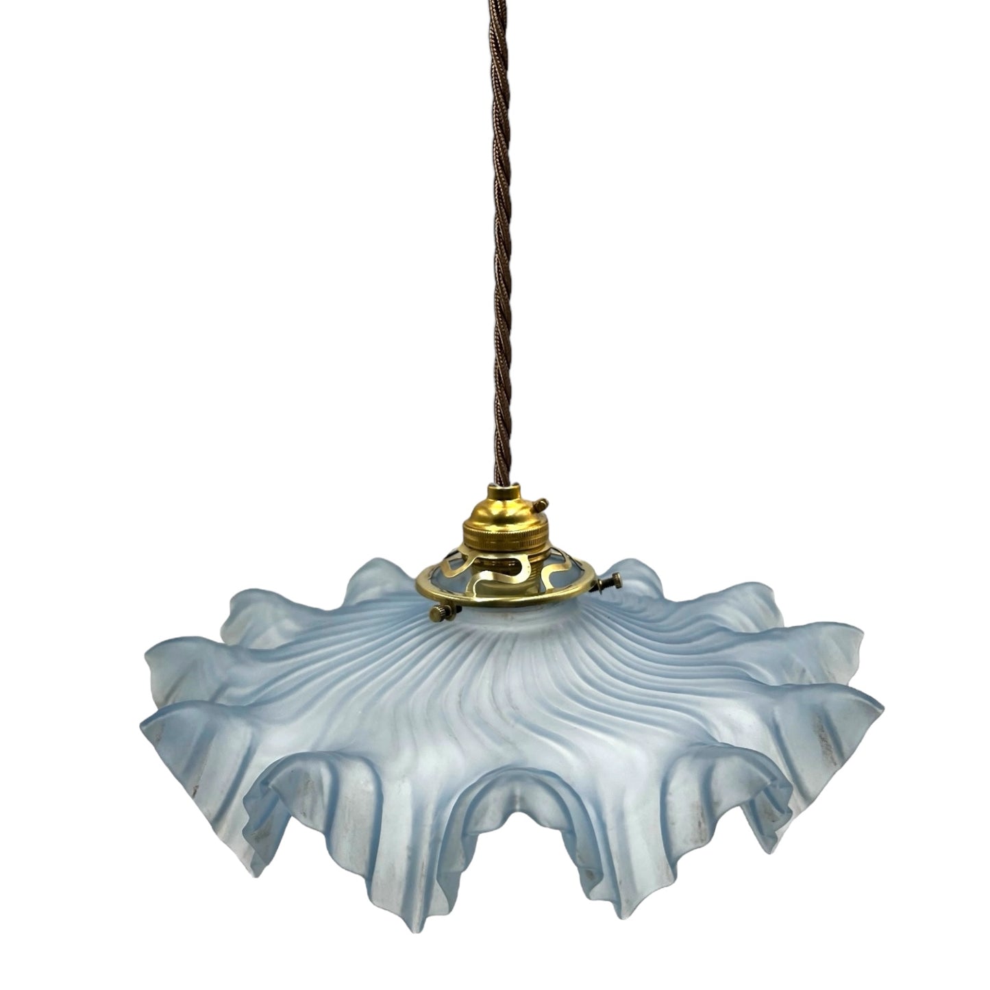 Vintage French Frosted Glass Ceiling Pendant Light, Hanging Lampshade 