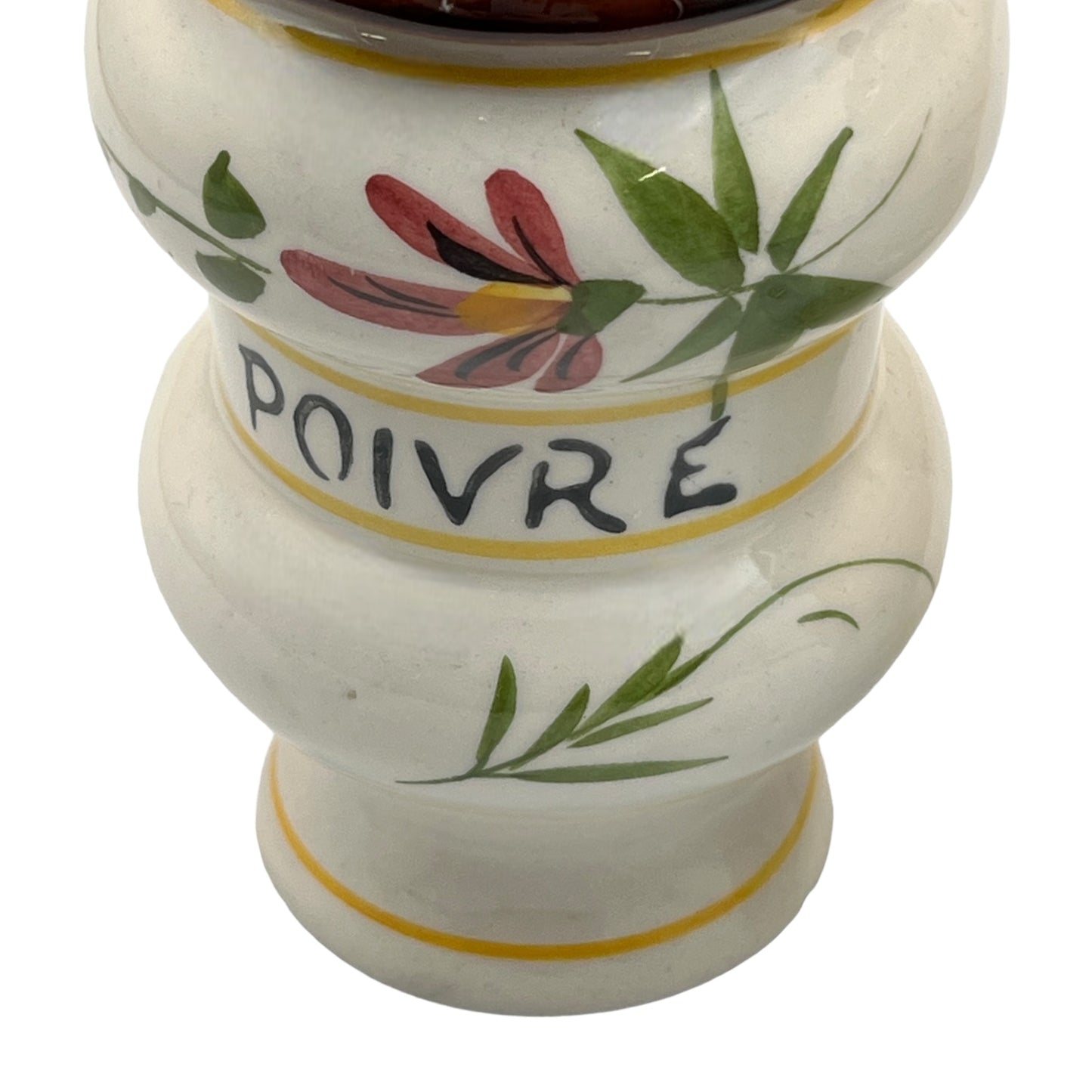 Pair of French vintage ceramic canisters for salt and pepper