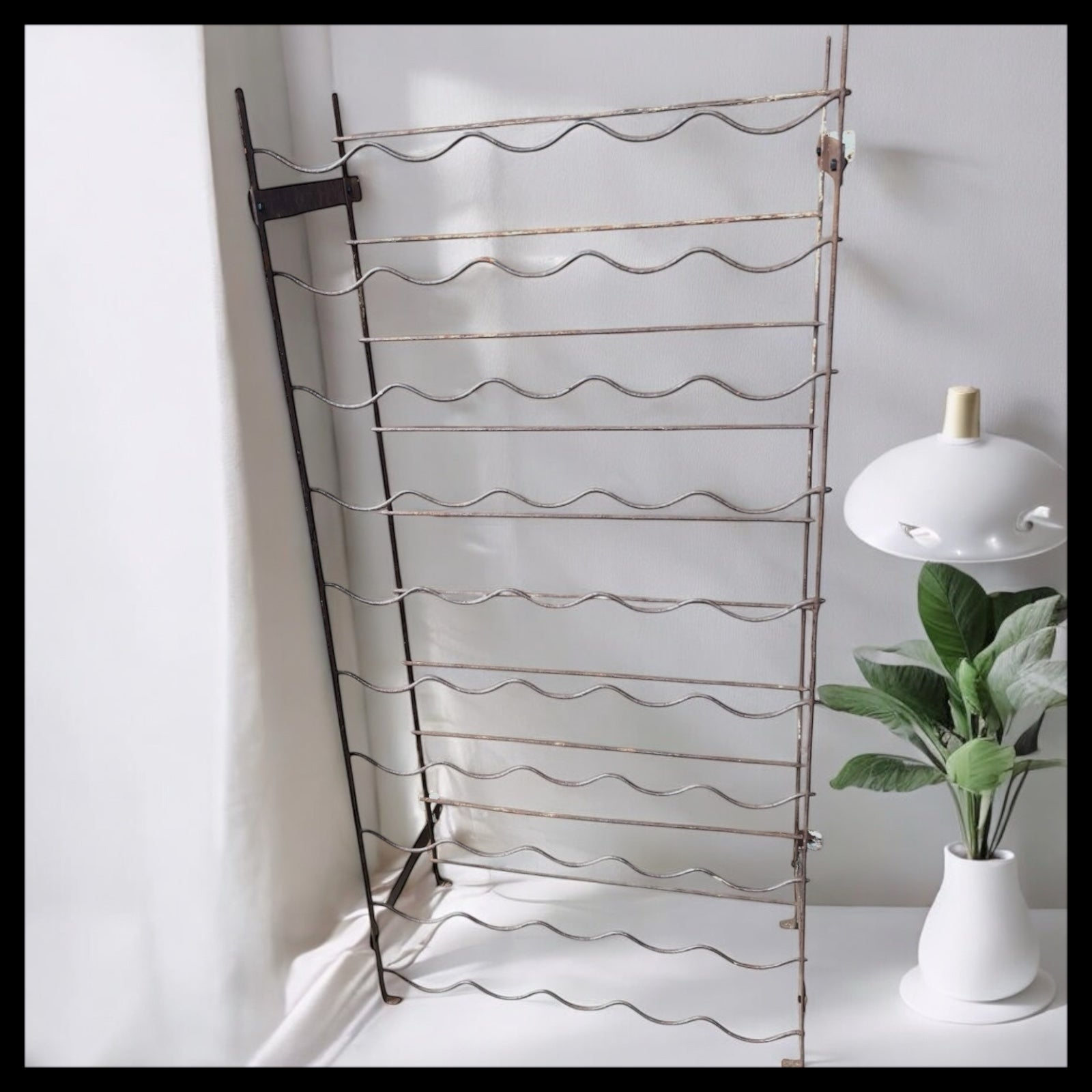 French Rigidex Style Wine 50 Bottle Rack, Vintage Metal Cellar Rack in brown for sale from Al Things French Store