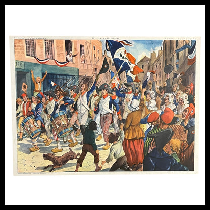 Vintage French Double Sided 1950s School Poster, La Marseillaise (P14)