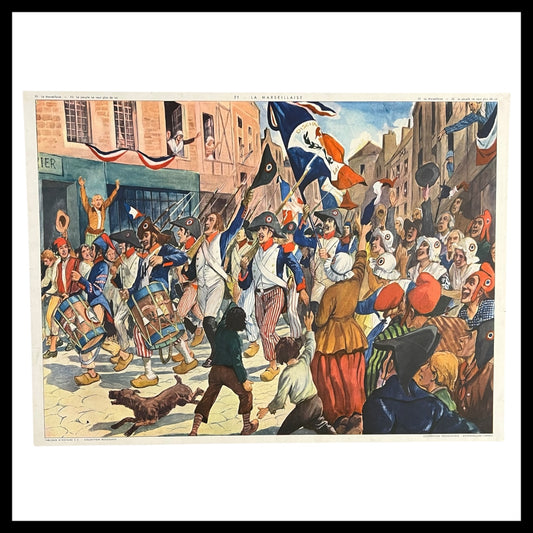 Vintage French Double Sided 1950s School Poster, La Marseillaise (P14)