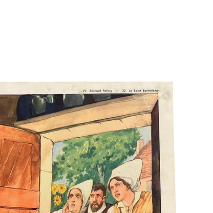 Close up of a French vintage school history poster on a white background