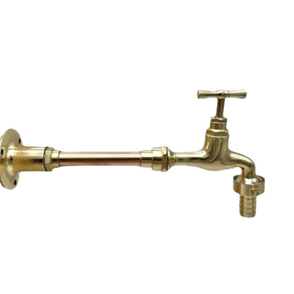 Pair of copper and brass wall mounted taps  custom size made to measure 