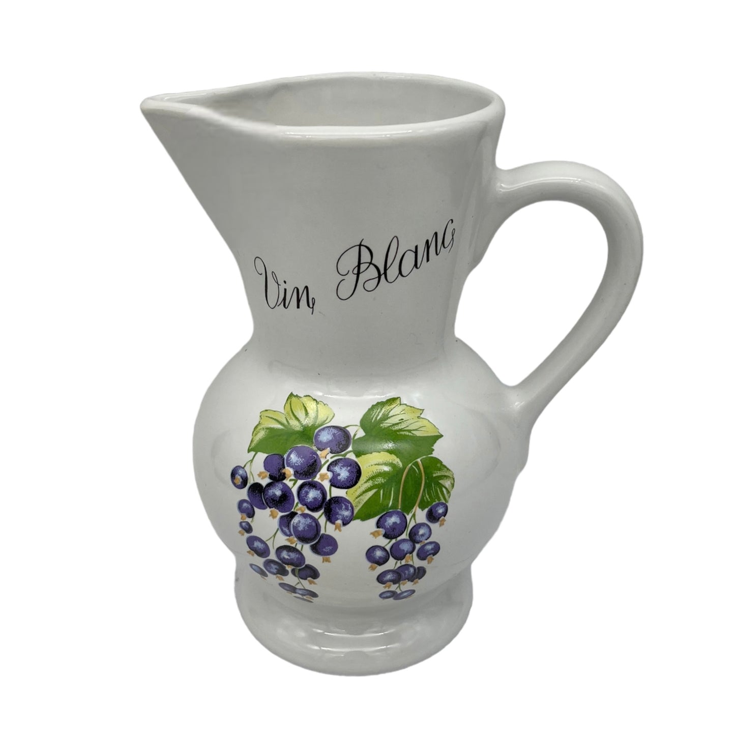 image French Revol porcelain white wine pitcher jug with a grape design 