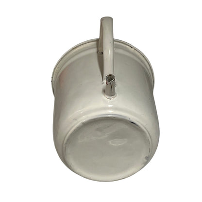 A white enamel jug with a matching handle, shown from a top-down perspective on a plain white background.