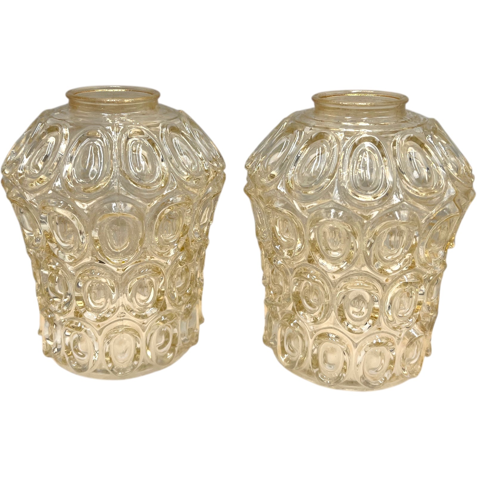 Vintage Glass Lampshades, Pair Of French Chunky Glass Light Shades for sale from All Things French Store
