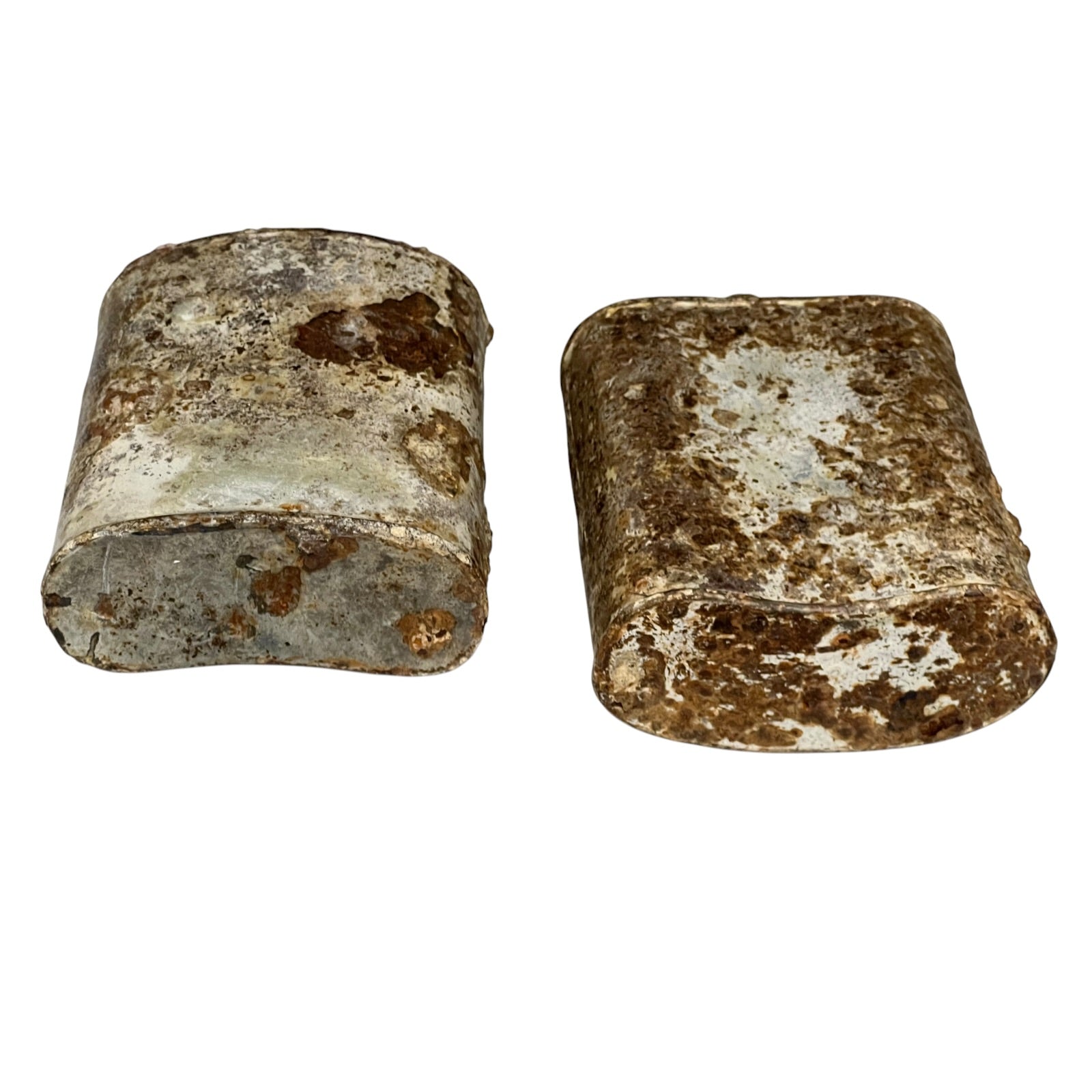 pair of a rusty water bottles on a white background 