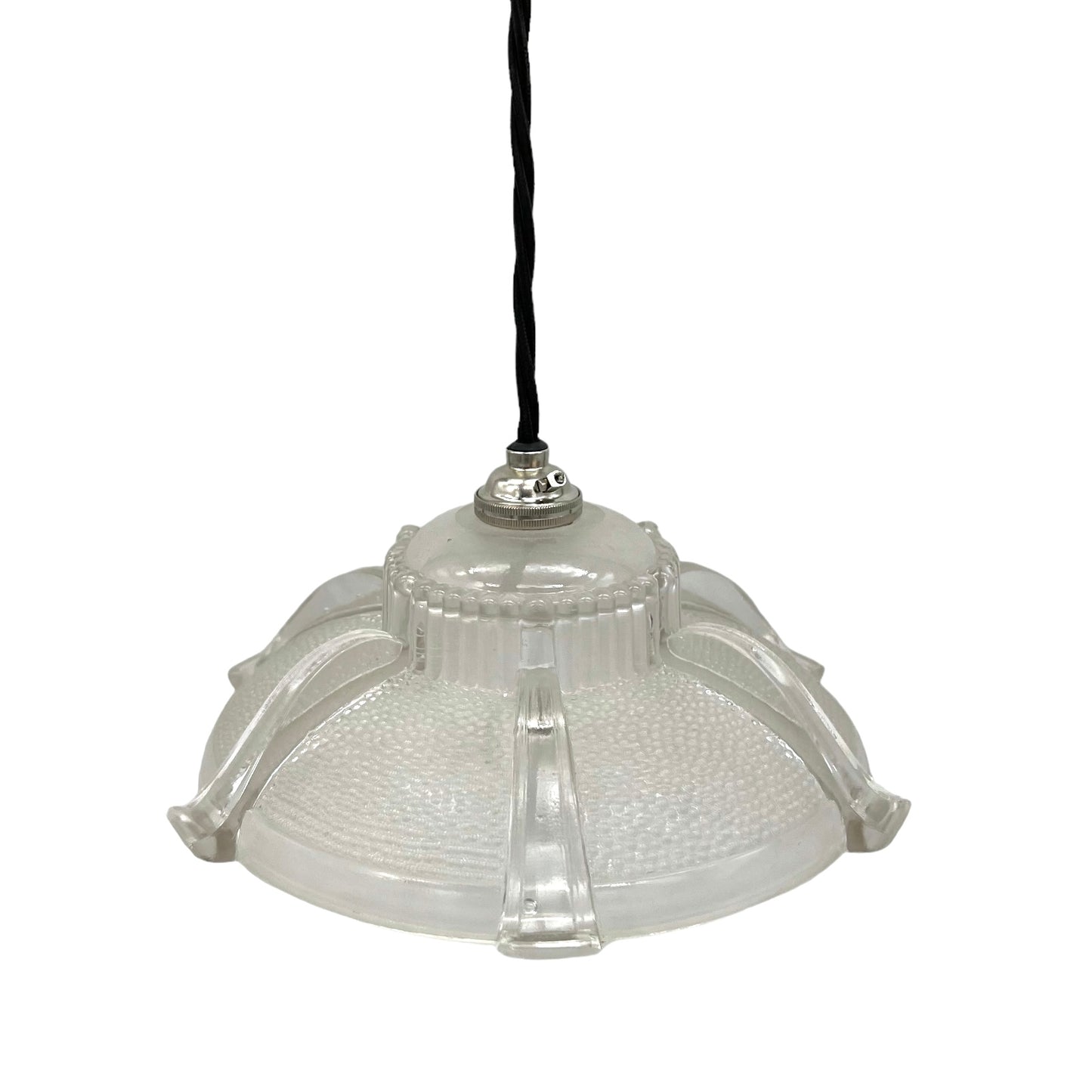 French vintage glass hanging pendant lampshade light 