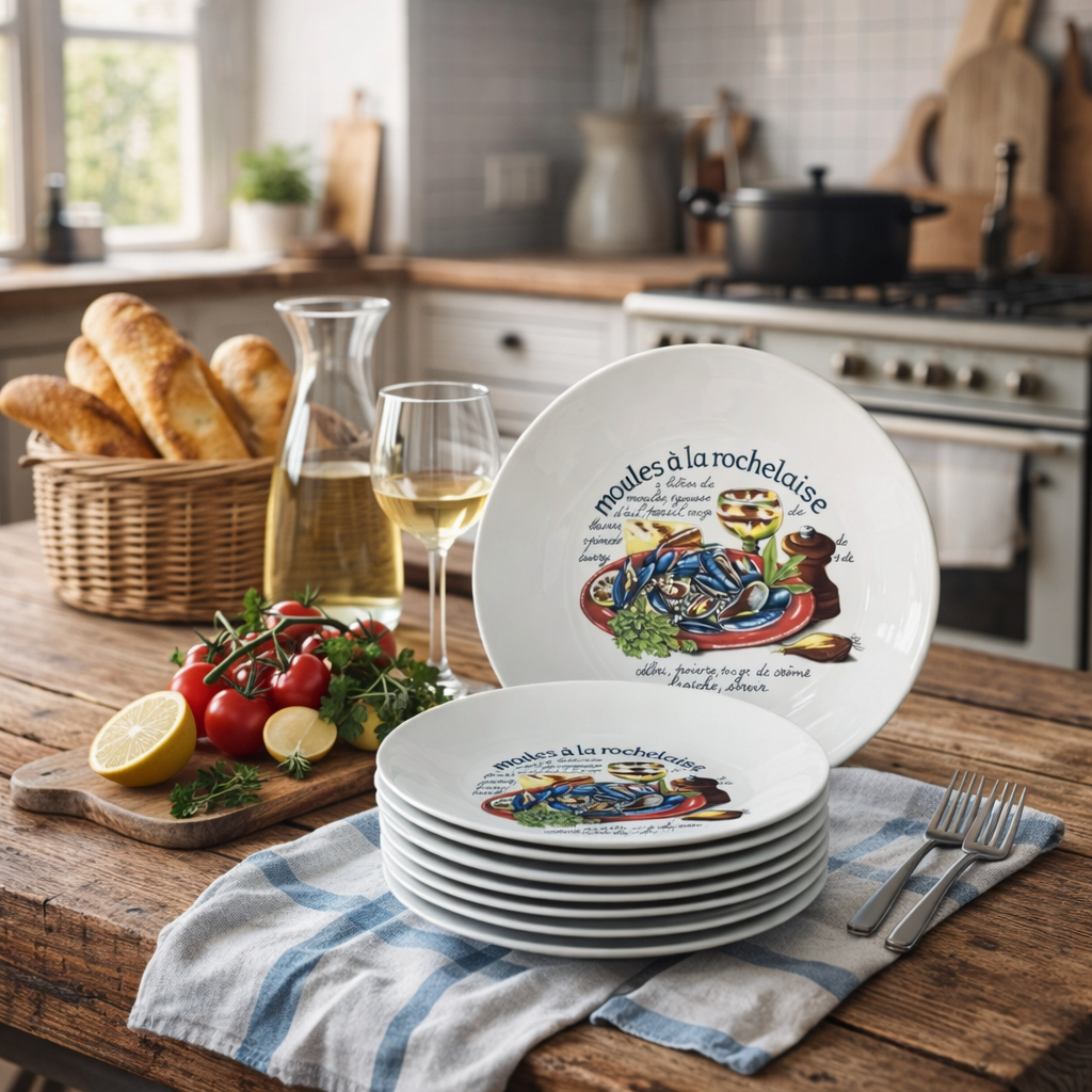 Vintage French Moules Serving Set of 8 Porcelain Mussels Bowls