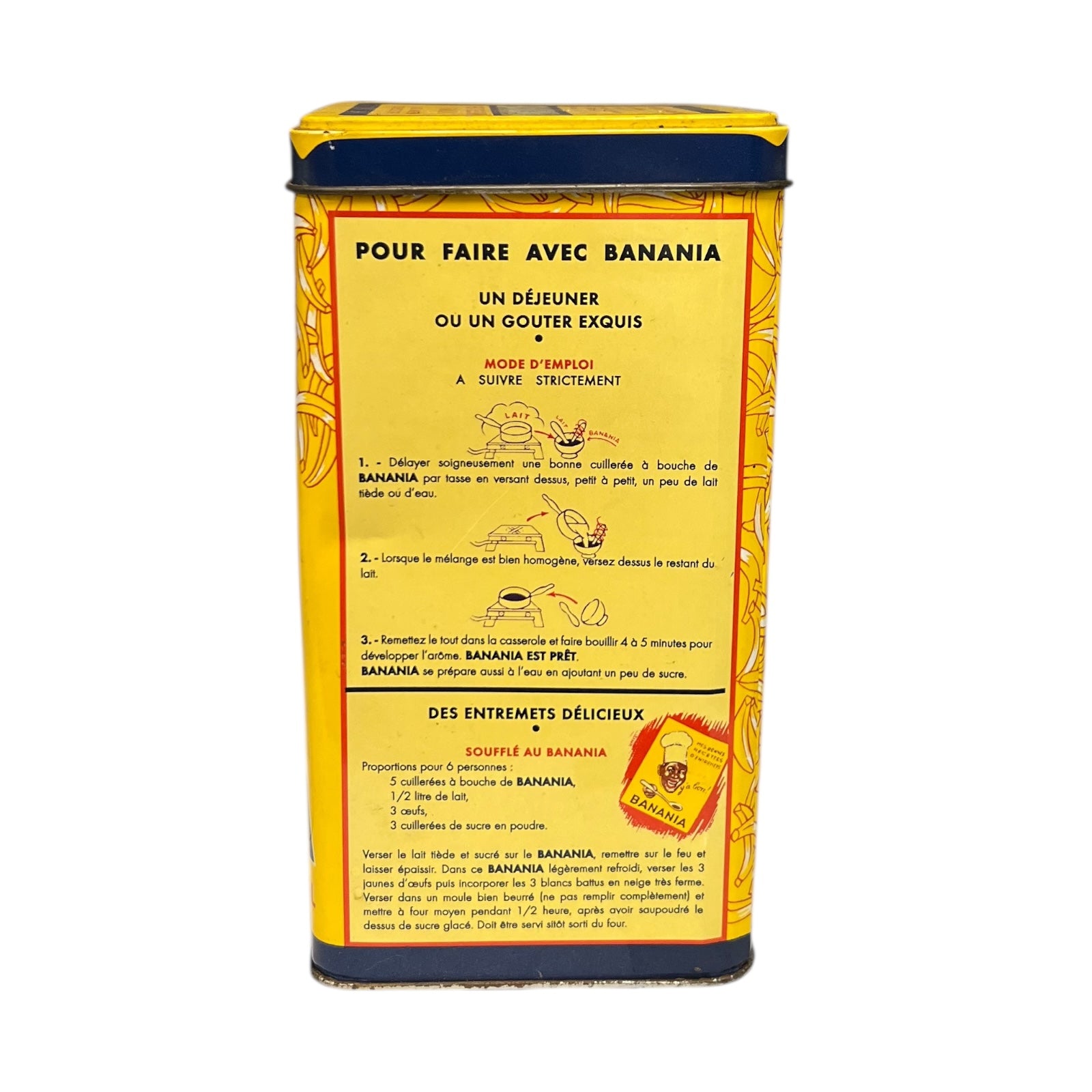 Yellow box with text and banana illustrations on a white background