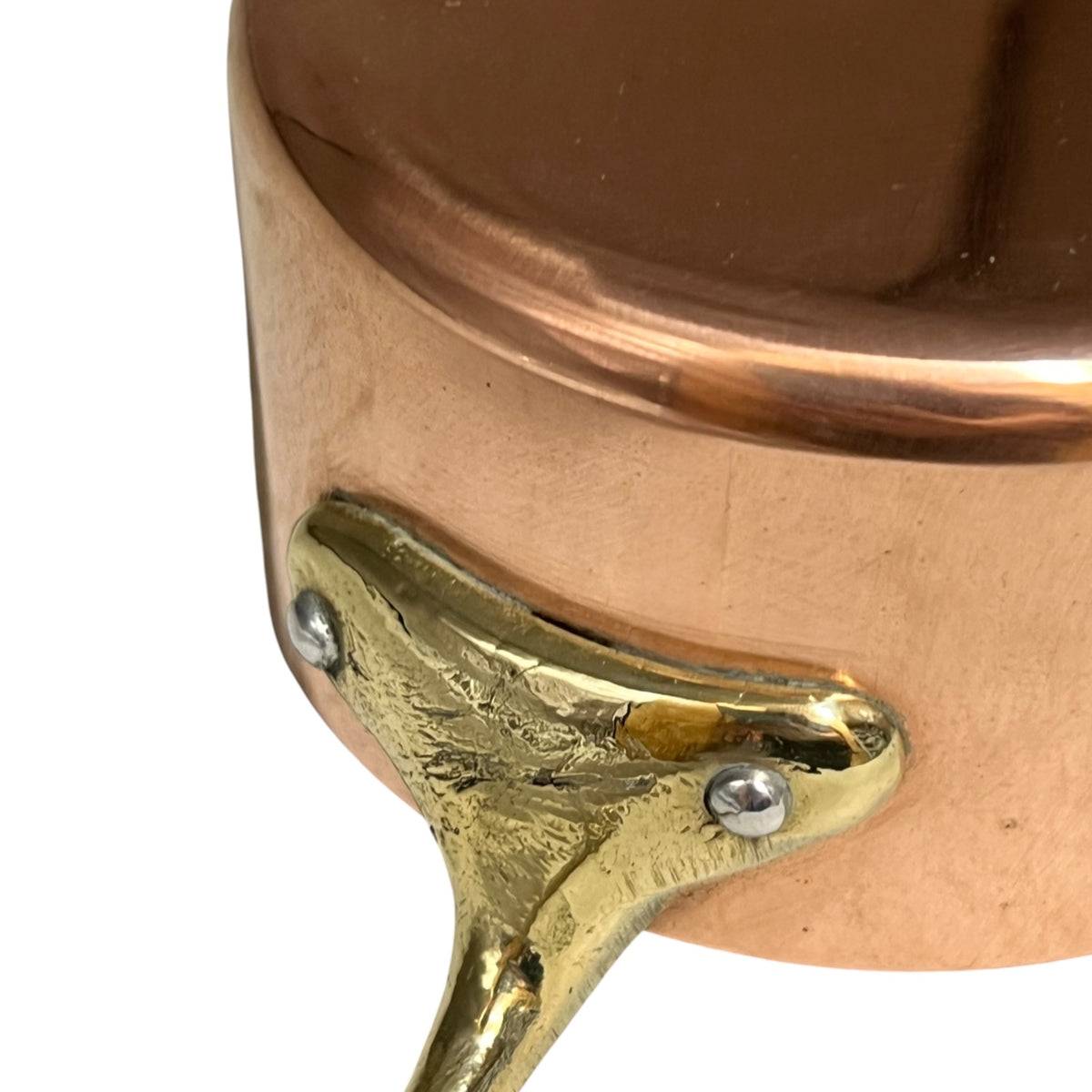 Vintage French Copper Saucepan – 10cm Small Aluminium Lined Pan with Brass Handle