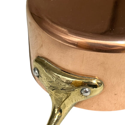 Vintage French Copper Saucepan – 10cm Small Aluminium Lined Pan with Brass Handle
